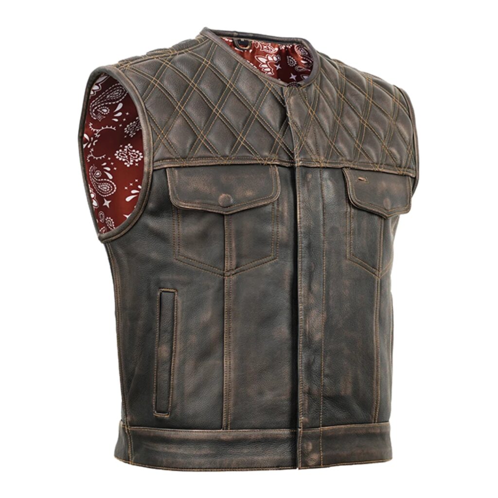 men leather motorcycle vest