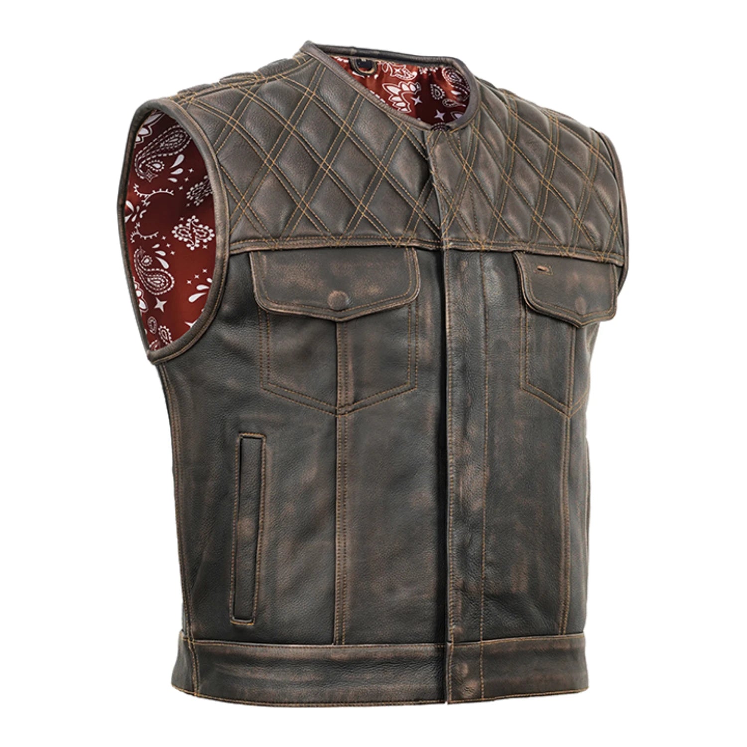 men leather motorcycle vest