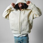 WHO DECIDES Embossed Cream Zip Hoodie