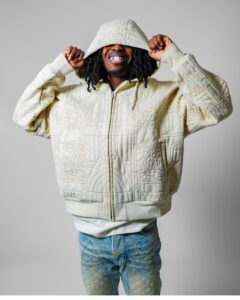 WHO DECIDES Embossed Cream Zip Hoodie