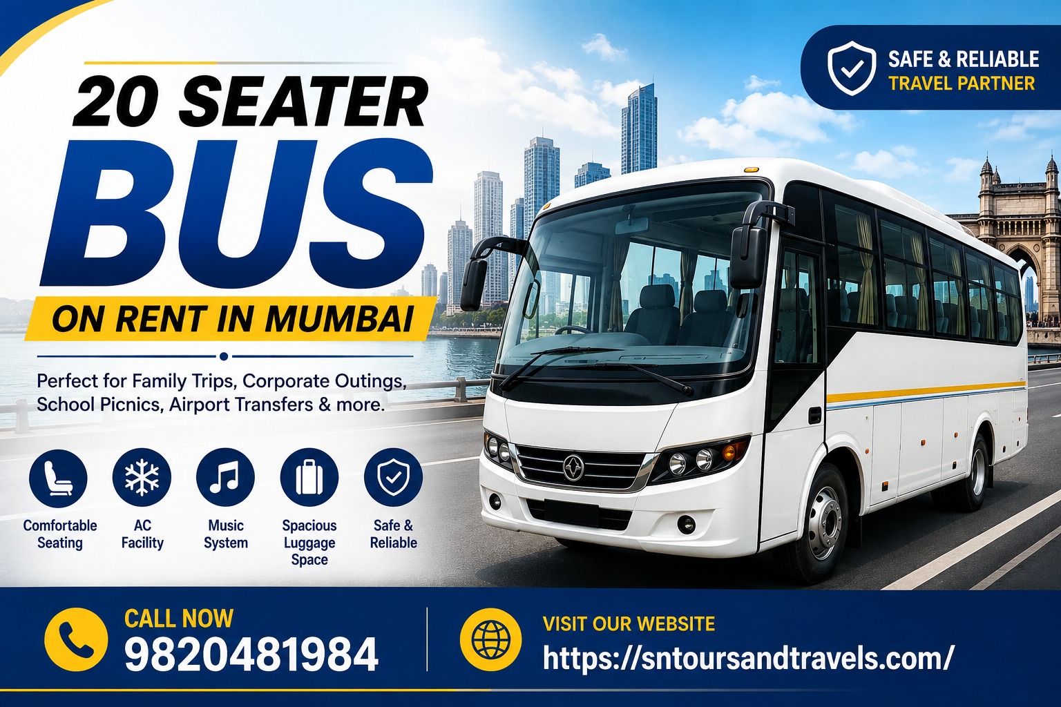 20 Seater Bus on Rent in Mumbai for Group Travel