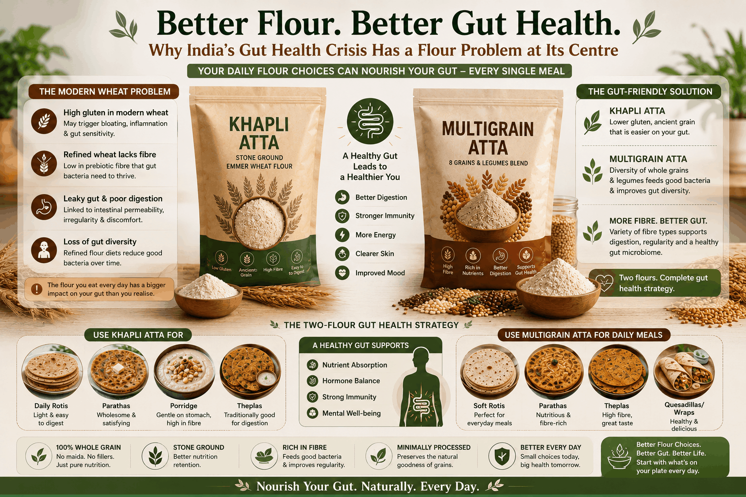 Gut Health Case Khapli Flour Multigrain Atta India