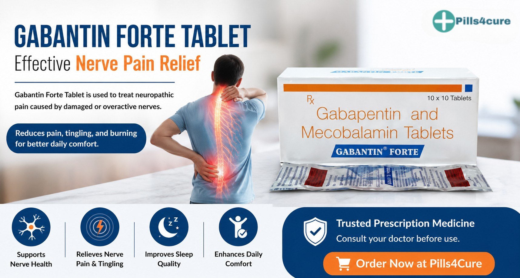Gabantin Forte Tablet for nerve and muscle pain management in Australia, with a focus on neuropathic pain symptoms and responsible treatment