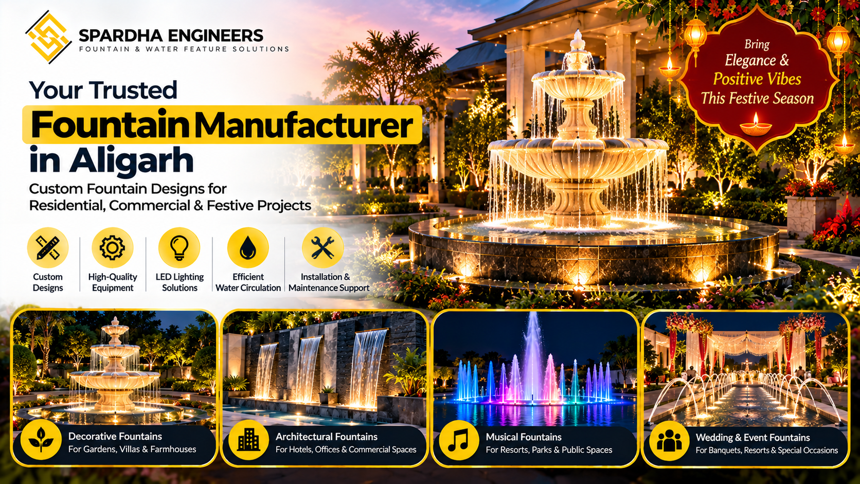 Fountain Manufacturer in Aligarh for Decorative Garden and Commercial Water Fountains