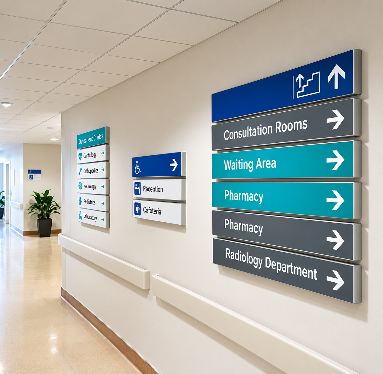 Hospital Signage Design Wayfinding, Safety Signs and Department Boards