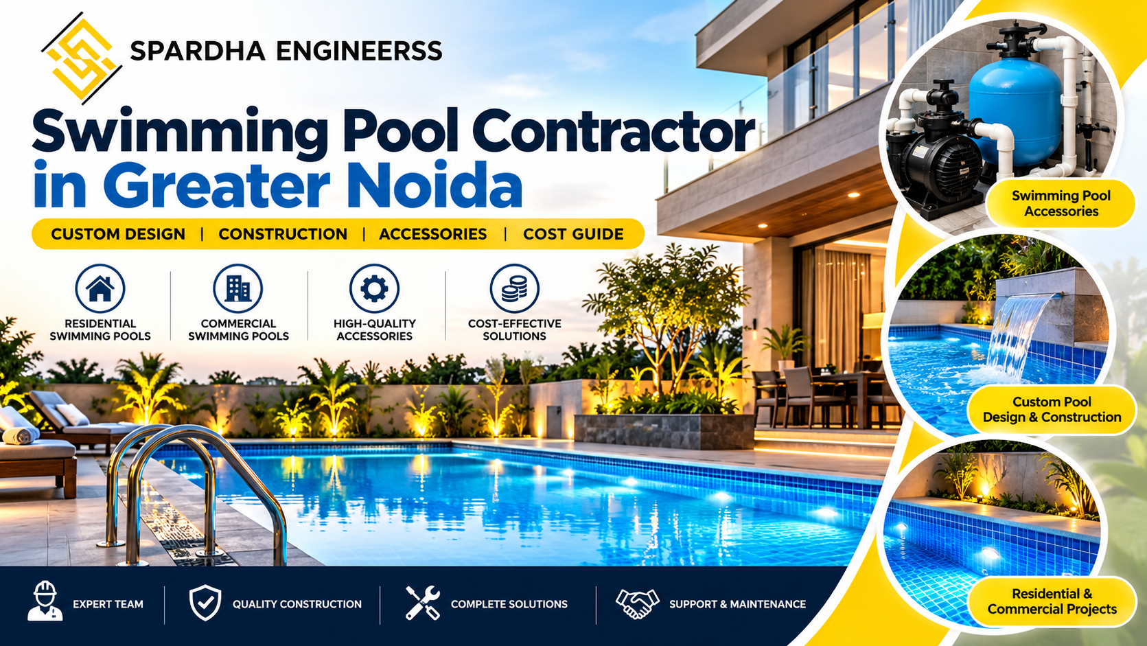 Commercial fountain pumps and water features for commercial projects by Spardha Engineers