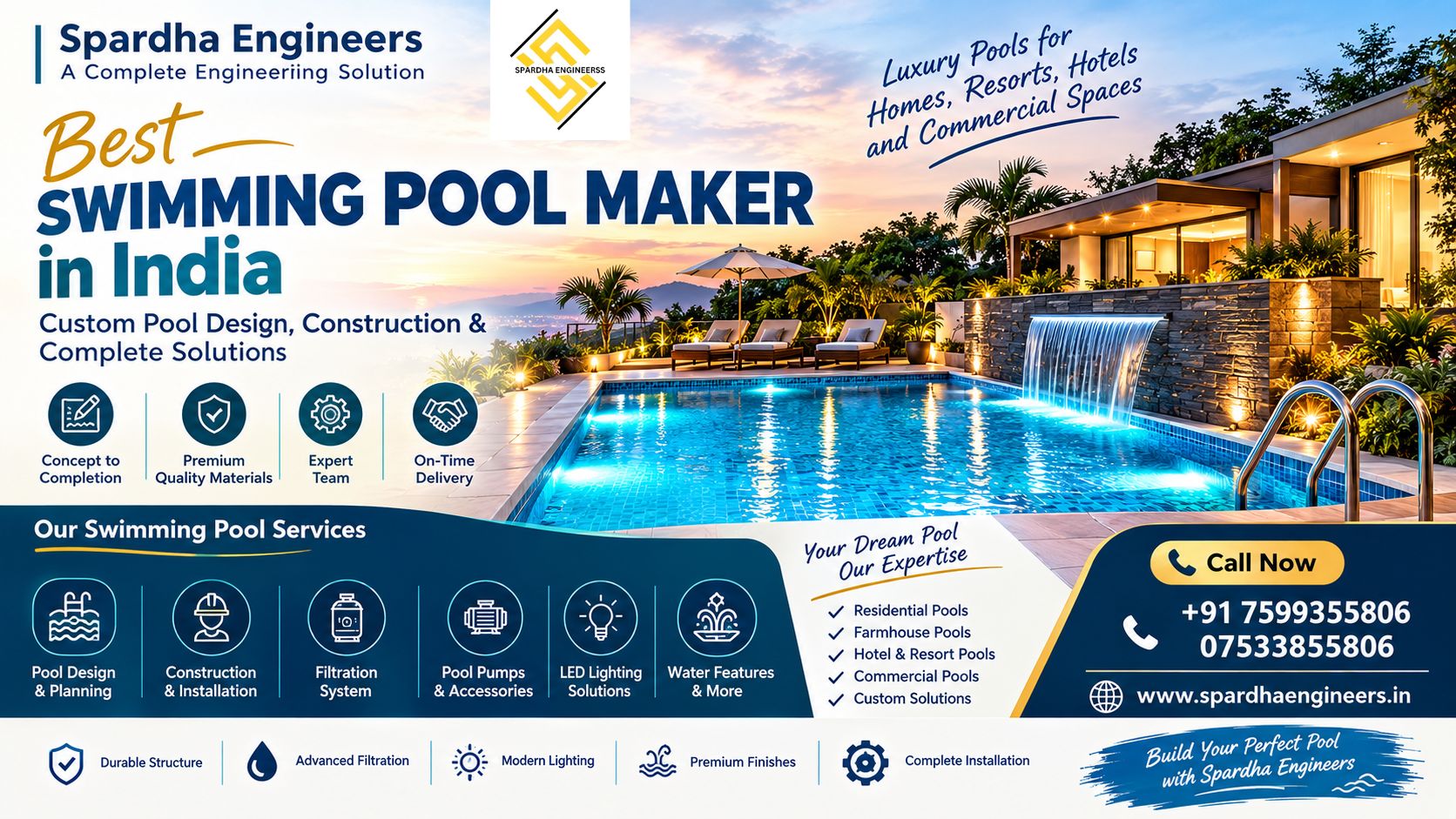 Swimming Pool Manufacturing Process in India